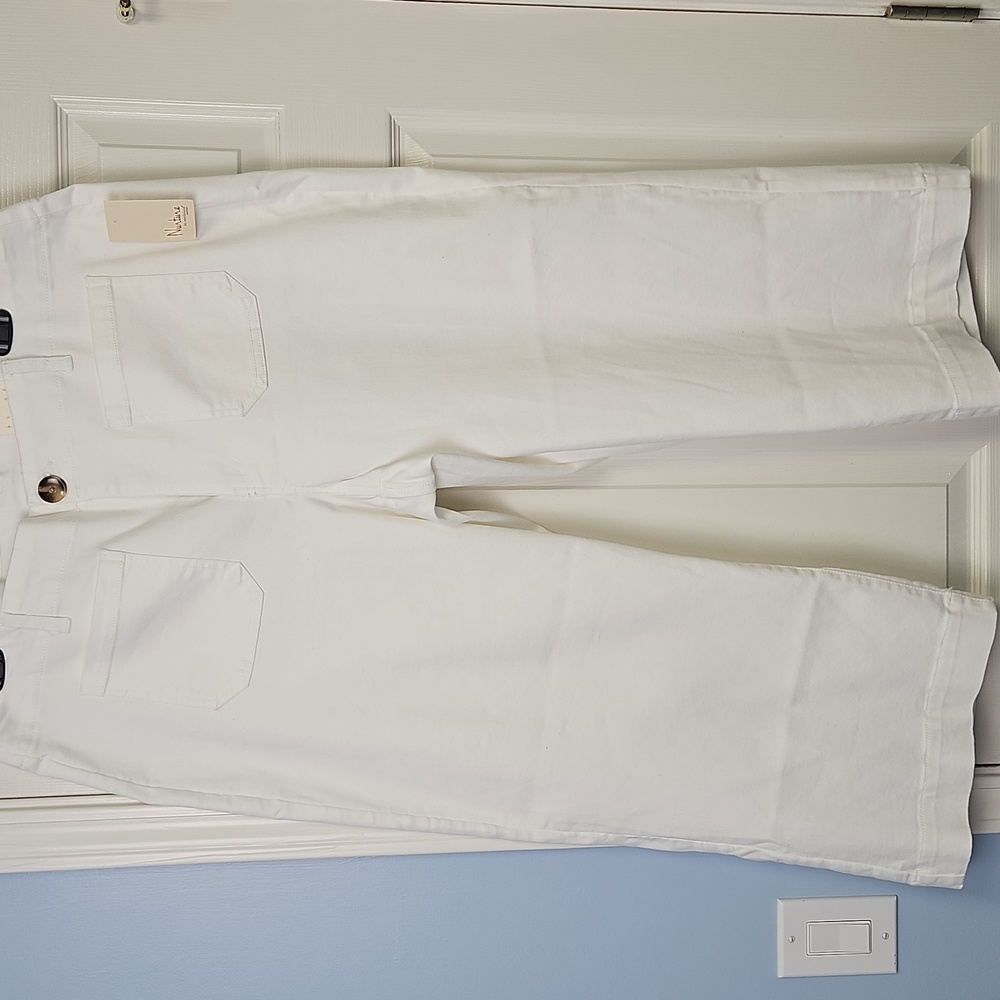 Nurture By Westbound Wide Leg Cropped Stretch Denim: White: Size- 20W
